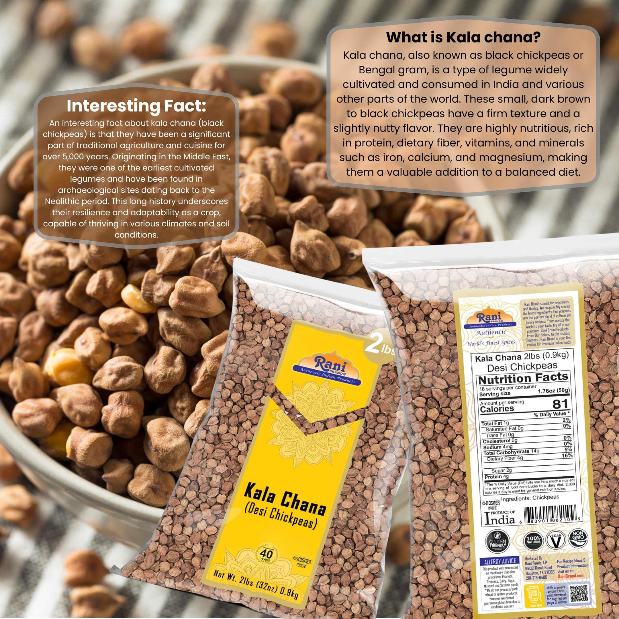Amazon.com : Rani Kala Chana (Desi Chickpeas Chana with skin) 32oz